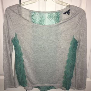 Gray, real lace long sleeve